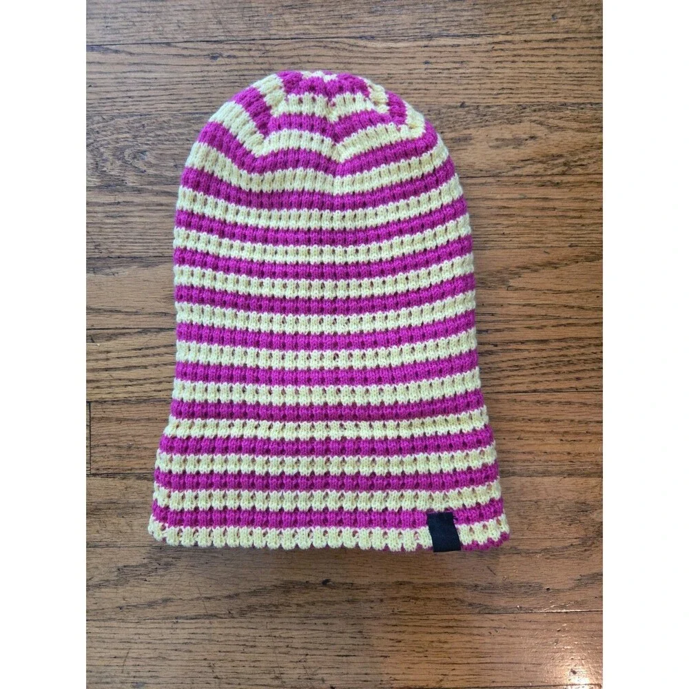 Free People Movement Stripe It Up Cool Down Beanie Pink Lemonade NWT
